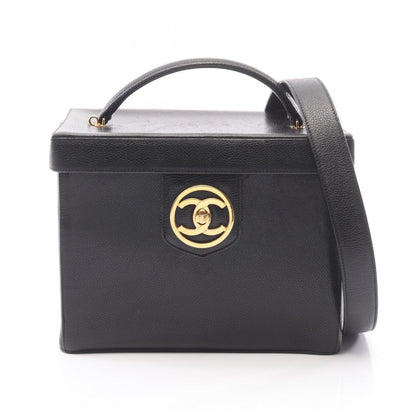 Chanel Handbag Bicolor CC Logo 2-Way Black Caviar Leather CC Vanity Chain