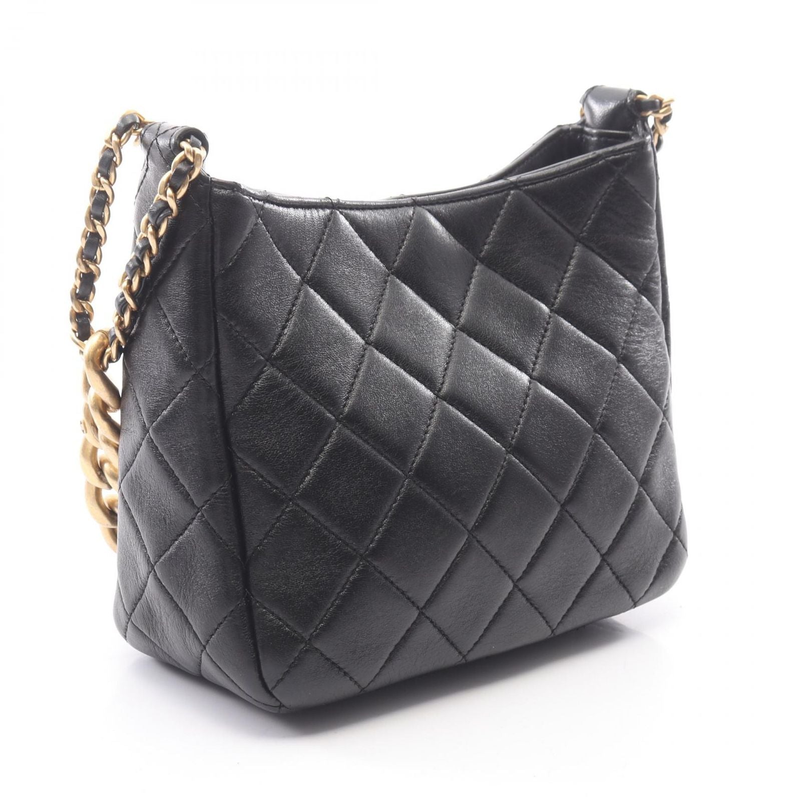 Chanel Shoulder Bag Quilted Small Hobo Black Lambskin Chain — view 2