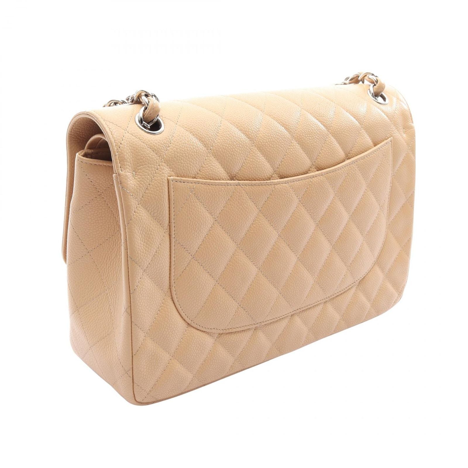 Chanel Shoulder Bag Big Quilted 30 Classic Large Double Flap Beige Caviar — view 2