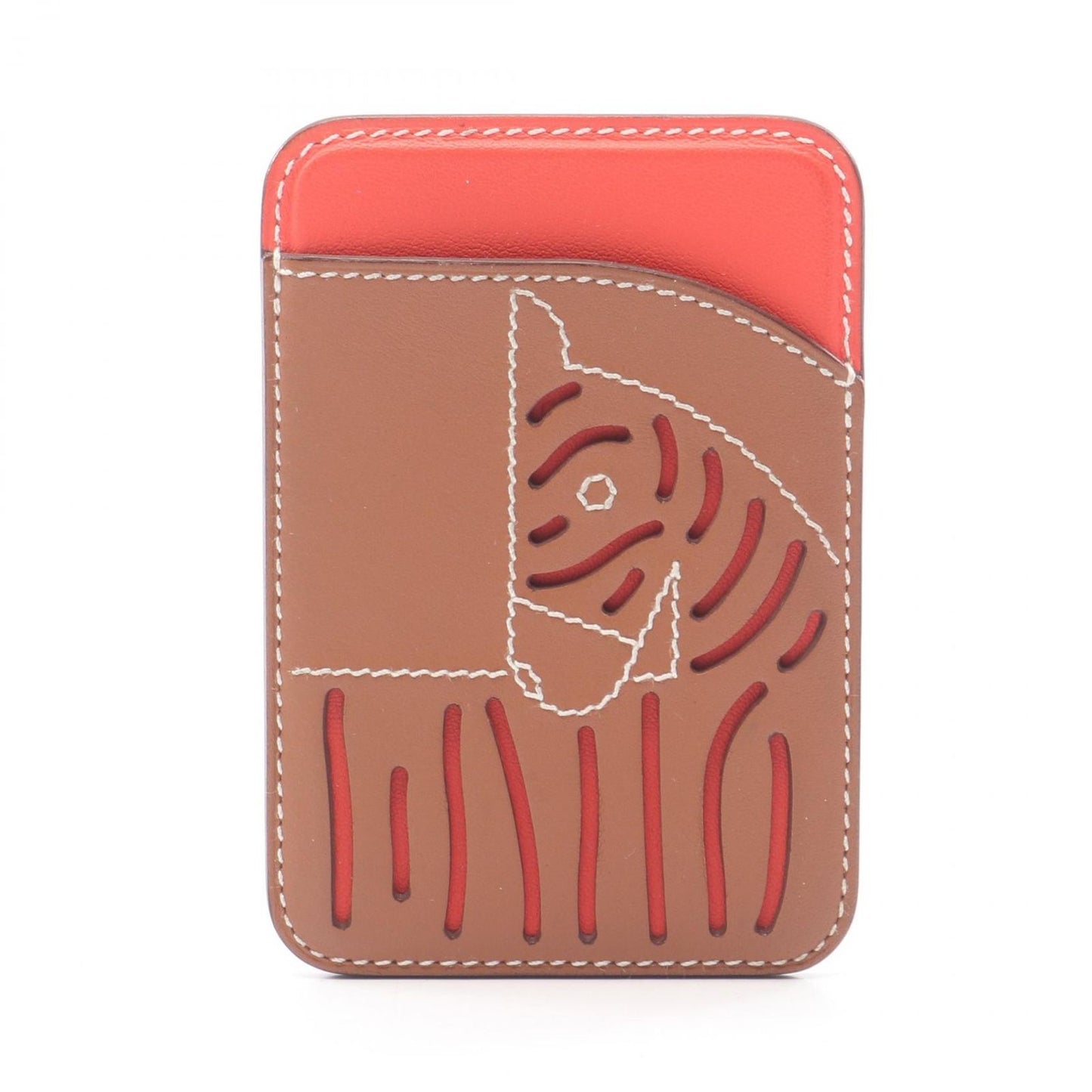 Hermes Card Case Magsafe Eman Zebra Orange Field Gold Leather