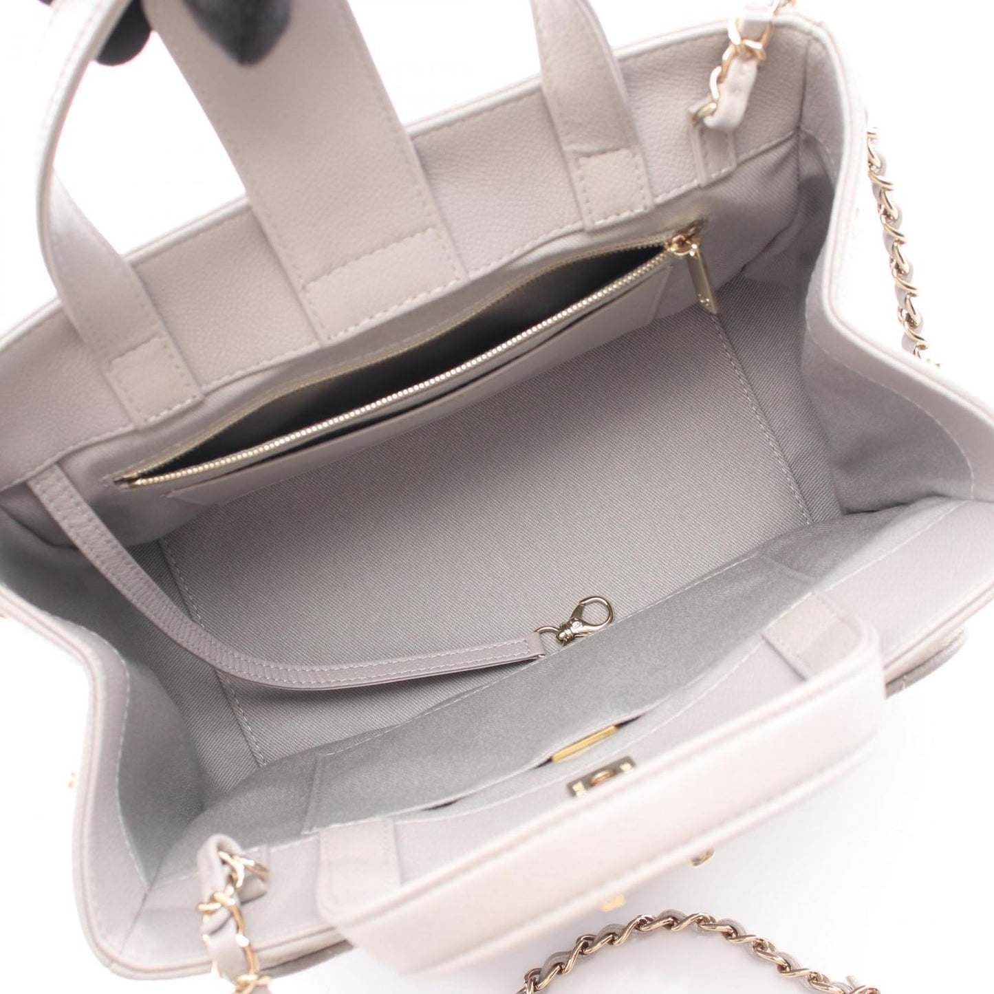 Chanel Shoulder Bag Business Affinity Quilted 2-Way Light Gray Caviar Leather — view 3