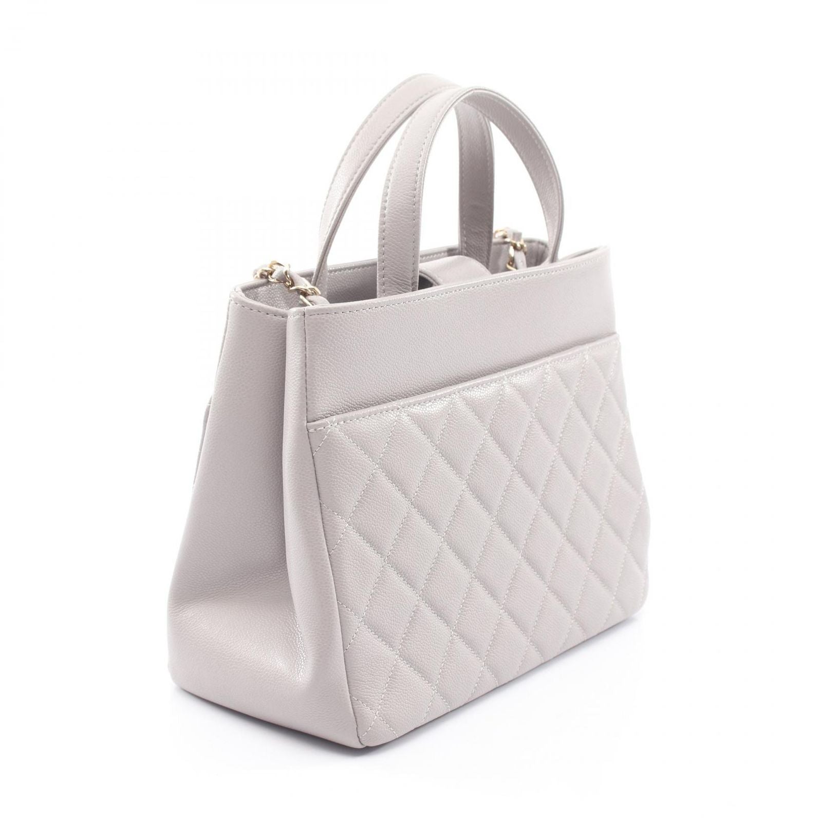 Chanel Shoulder Bag Business Affinity Quilted 2-Way Light Gray Caviar Leather — view 2