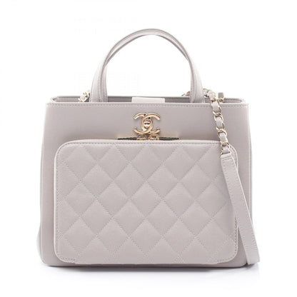 Chanel Shoulder Bag Business Affinity Quilted 2-Way Light Gray Caviar Leather
