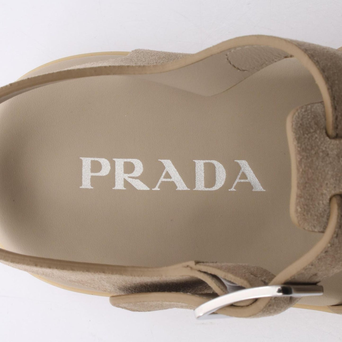 Prada Sandals Triangle Logo Fisherman Beige Suede — view 5