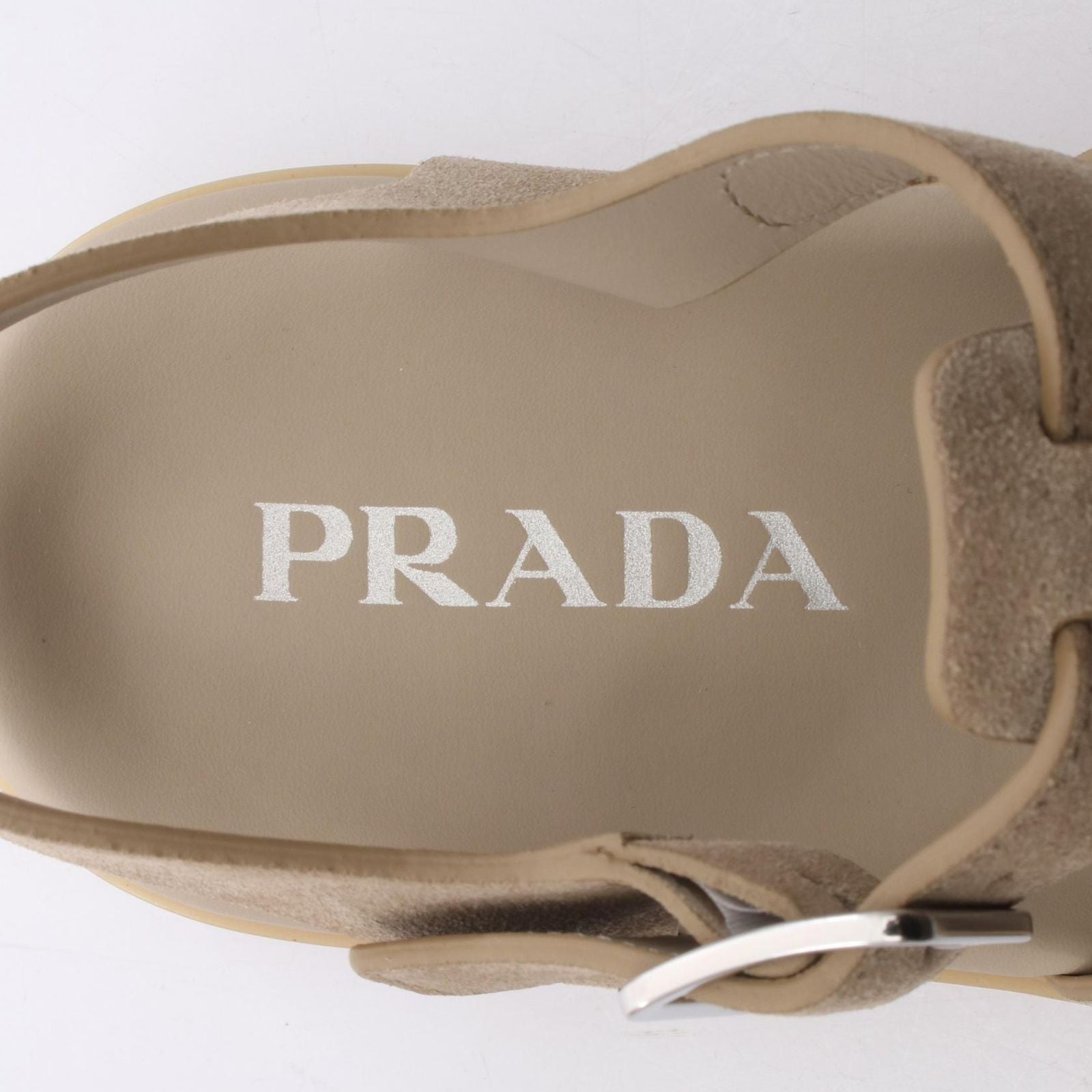 Prada Sandals Triangle Logo Fisherman Beige Suede — view 5