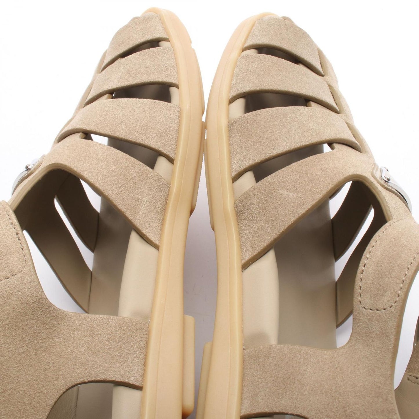 Prada Sandals Triangle Logo Fisherman Beige Suede — view 7