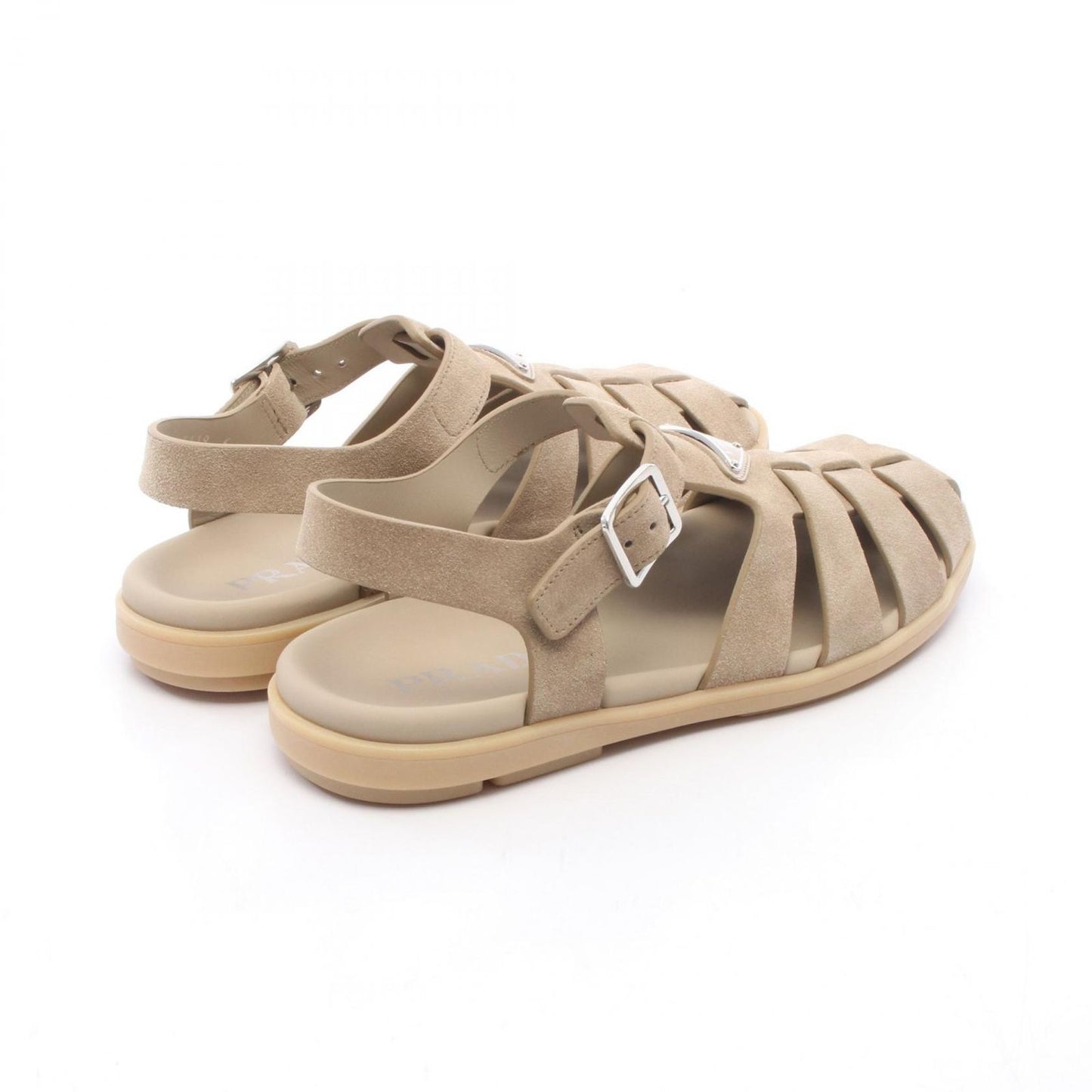 Prada Sandals Triangle Logo Fisherman Beige Suede — view 2