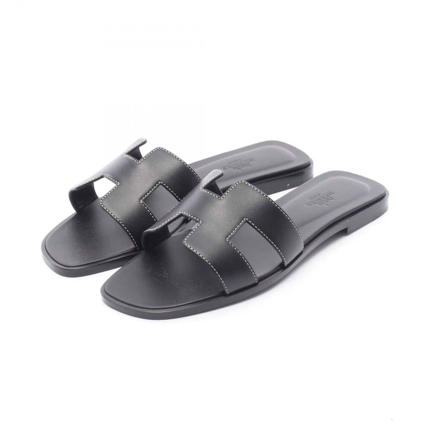 Hermes Sandals Oran Black Leather