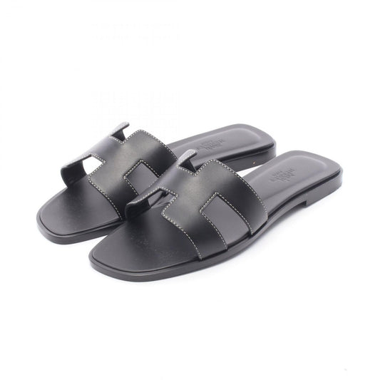 Hermes Sandals Oran Black Leather
