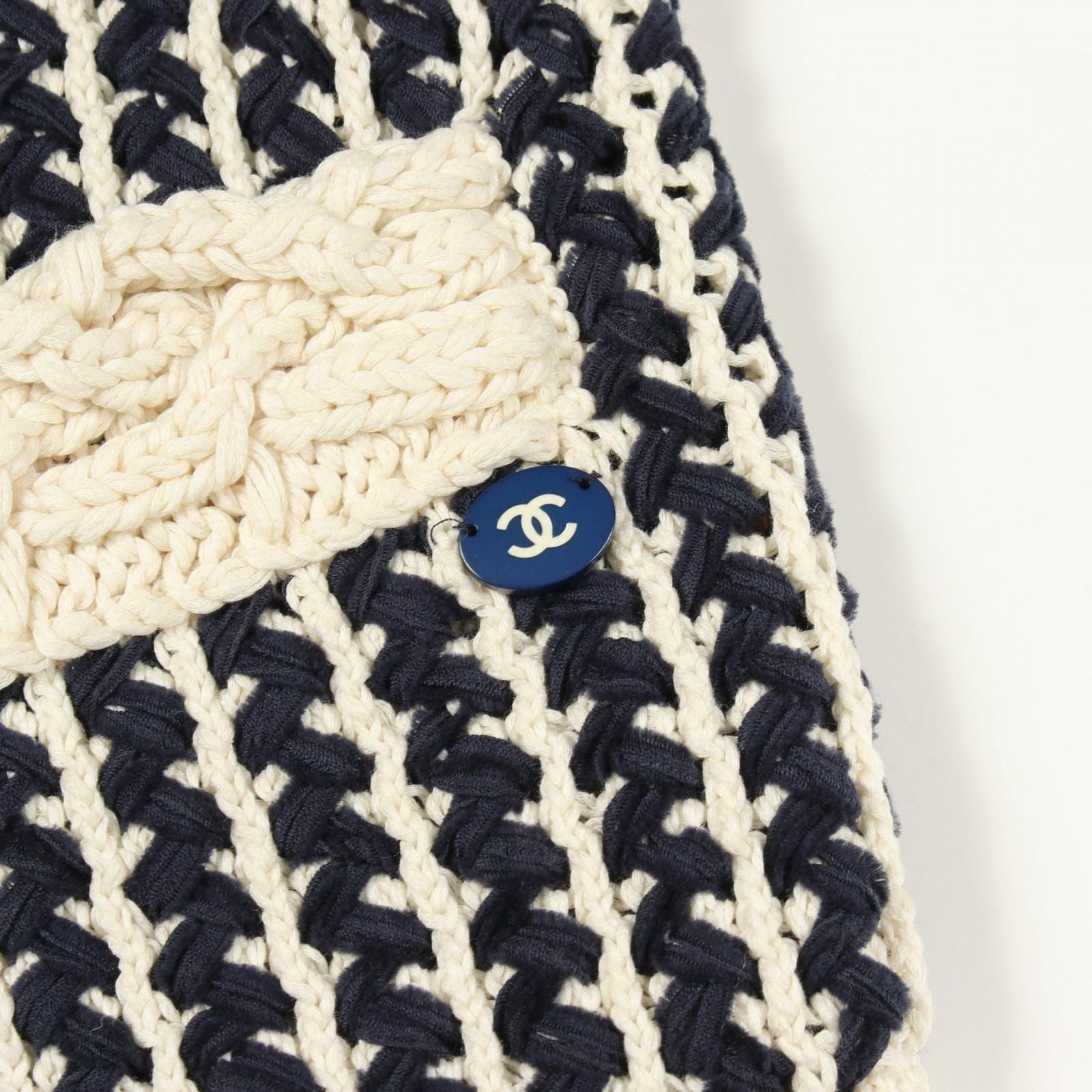 Chanel Cardigan Cable Knit Navy Cotton — view 6
