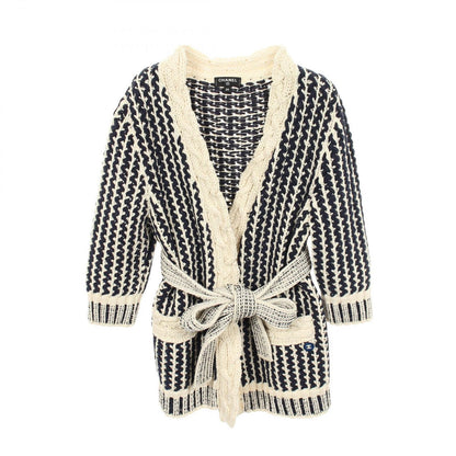 Chanel Cardigan Cable Knit Navy Cotton