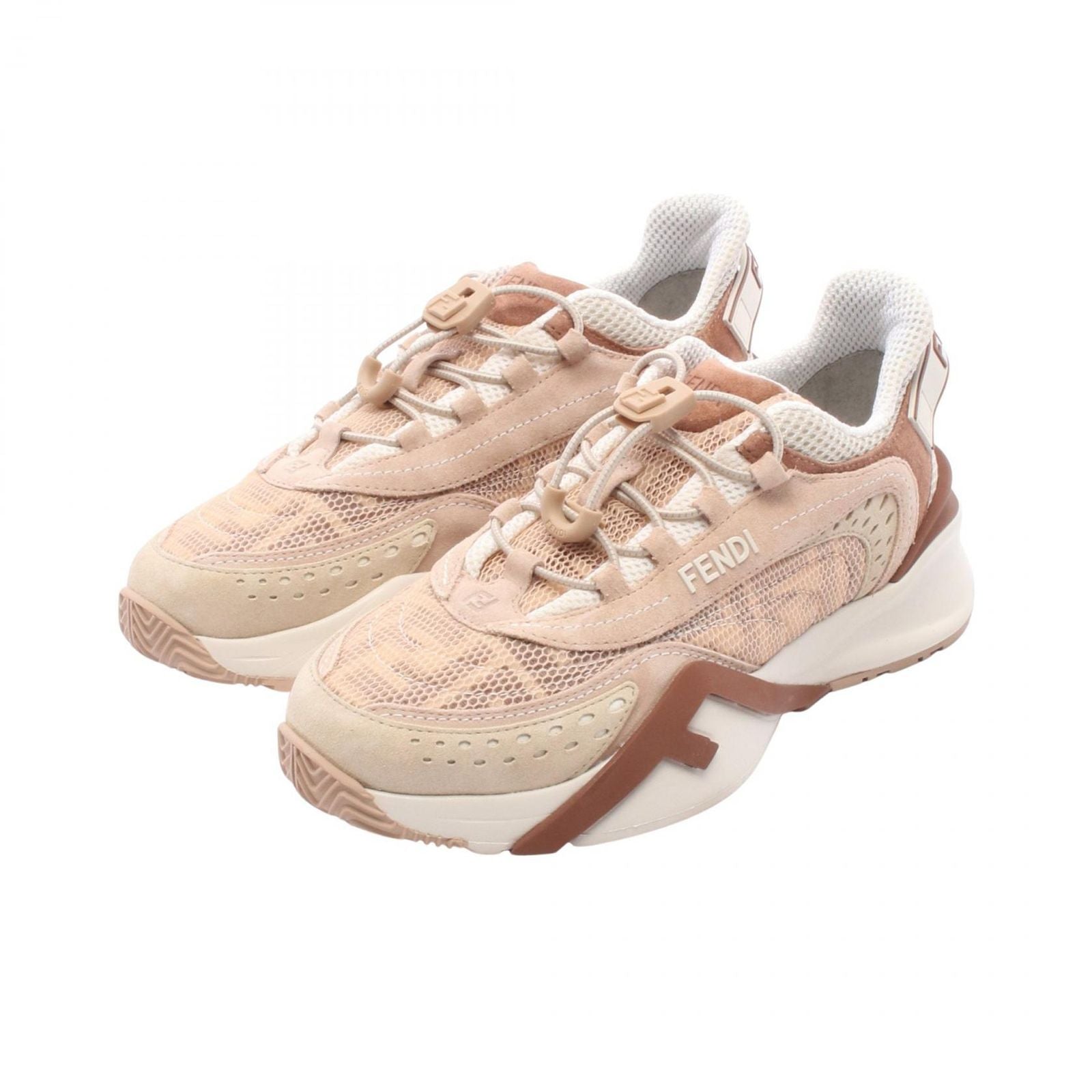 Fendi Sneakers Flow Pink Beige Suede