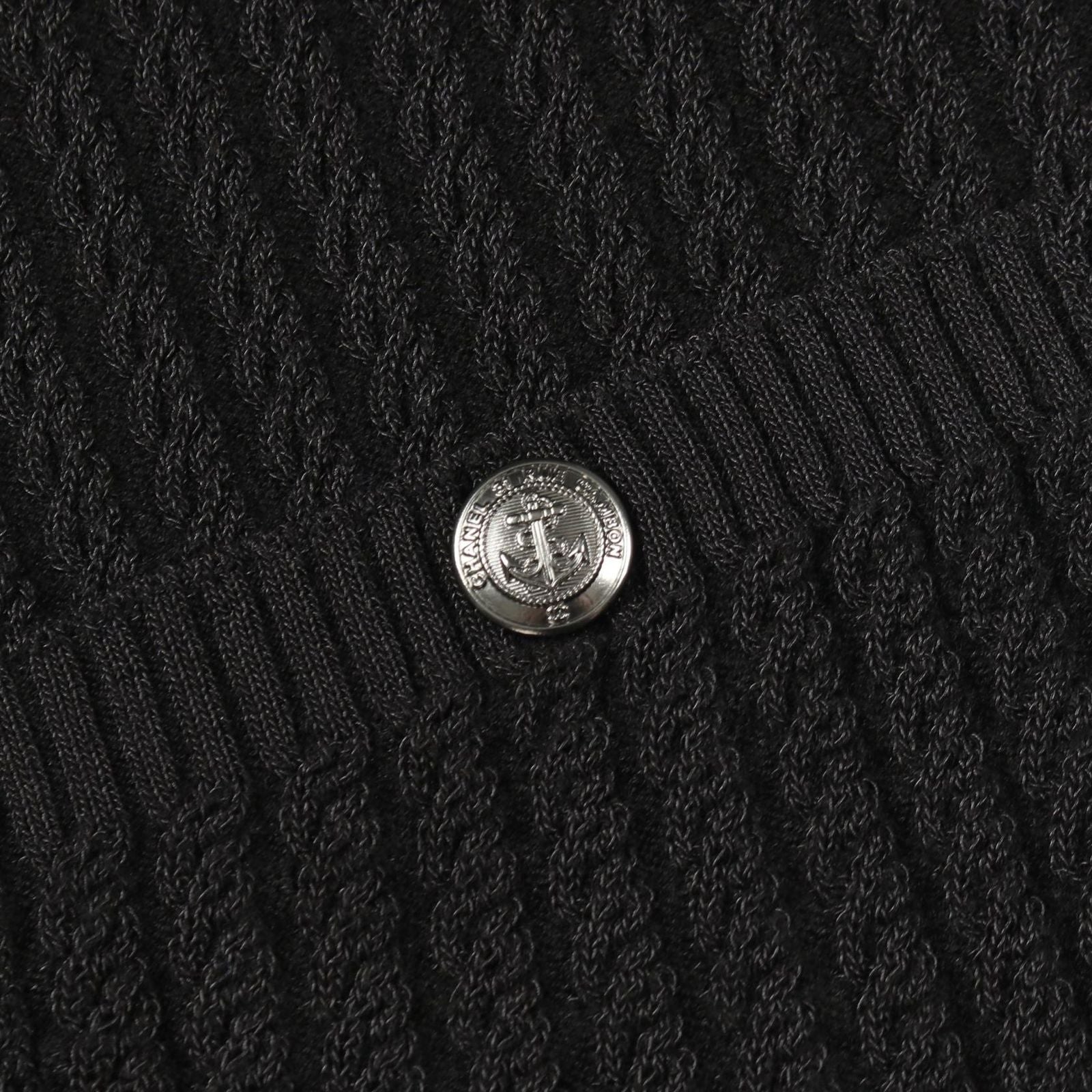 Chanel Knit Anchor Button Black Cotton Wool Sweater — view 7