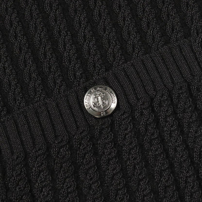 Chanel Knit Anchor Button Black Cotton Wool Sweater — view 7