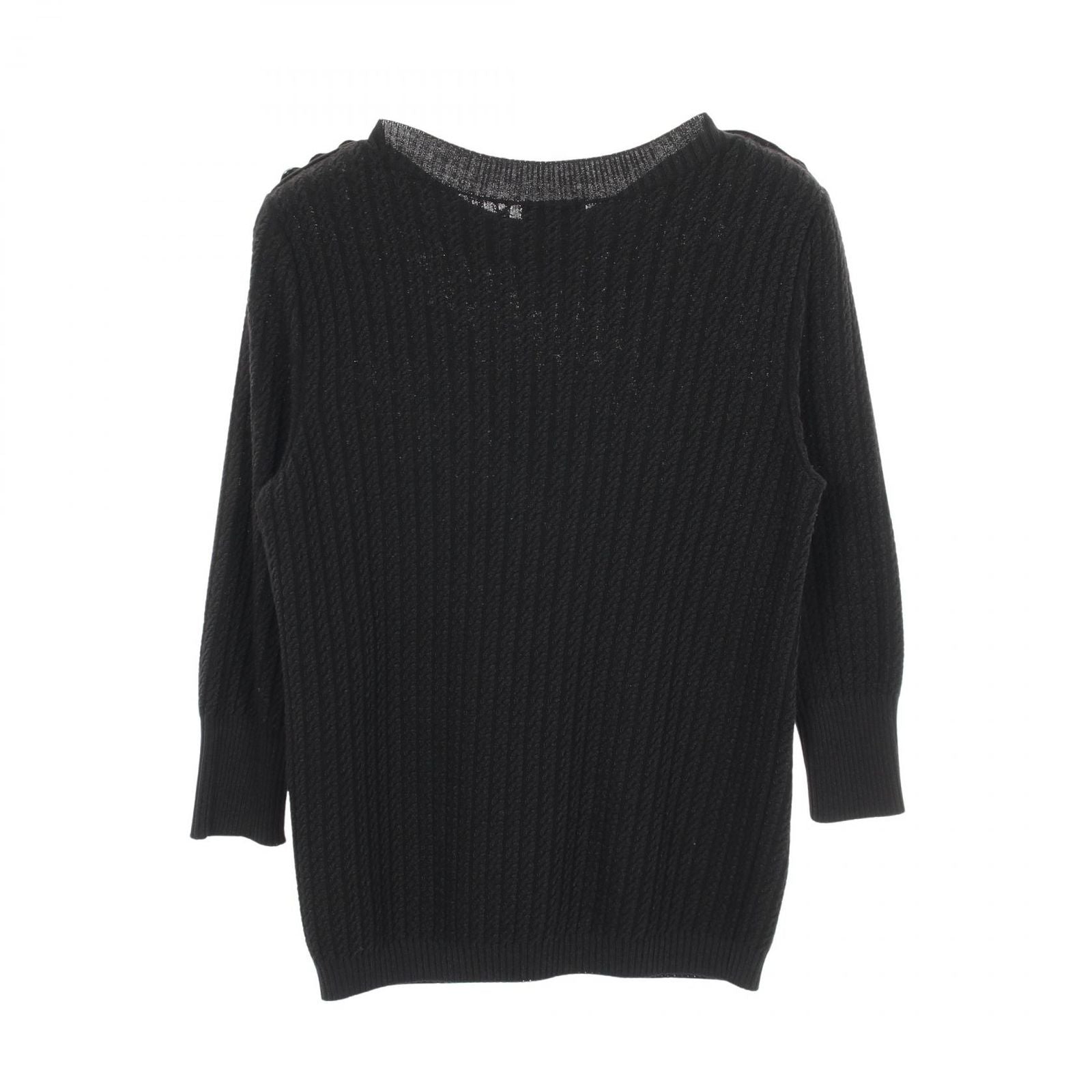 Chanel Knit Anchor Button Black Cotton Wool Sweater — view 2