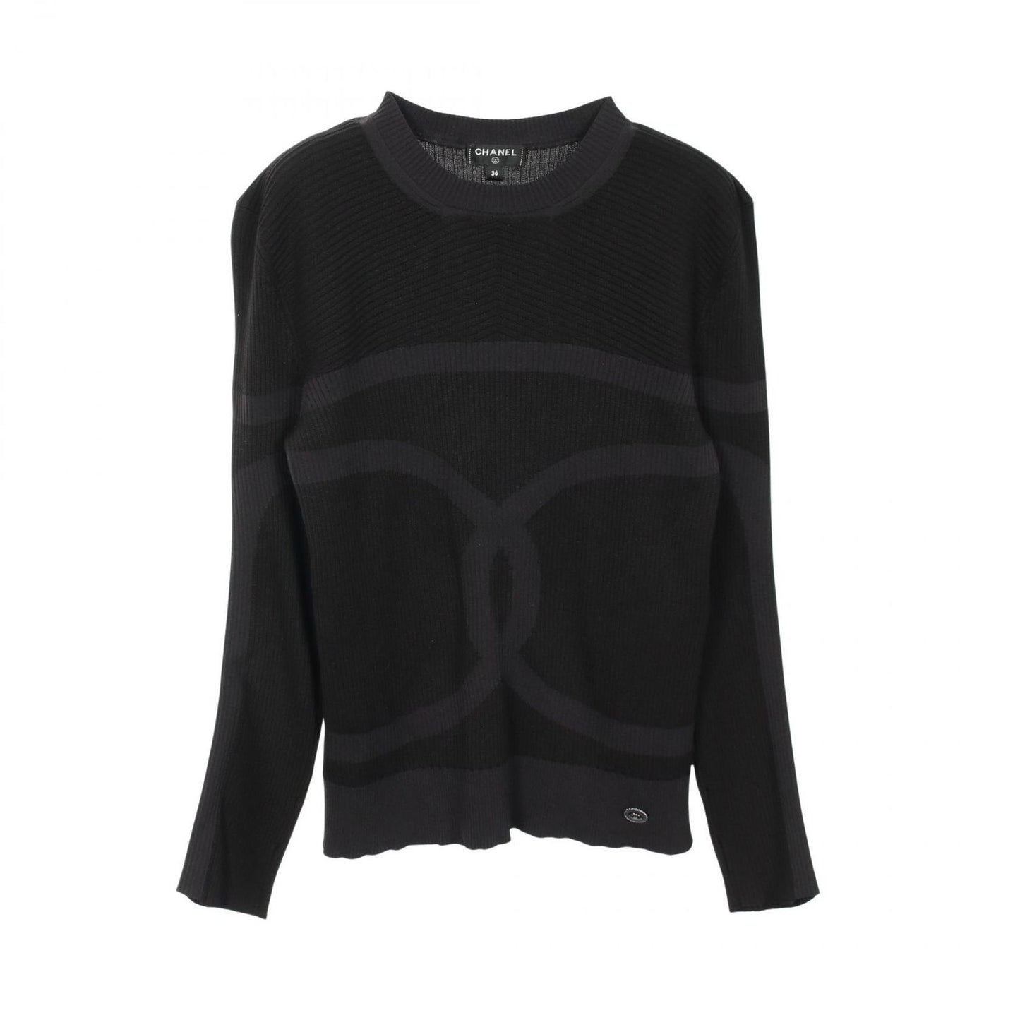 Chanel Knit CC Logo Black Silk Sweater