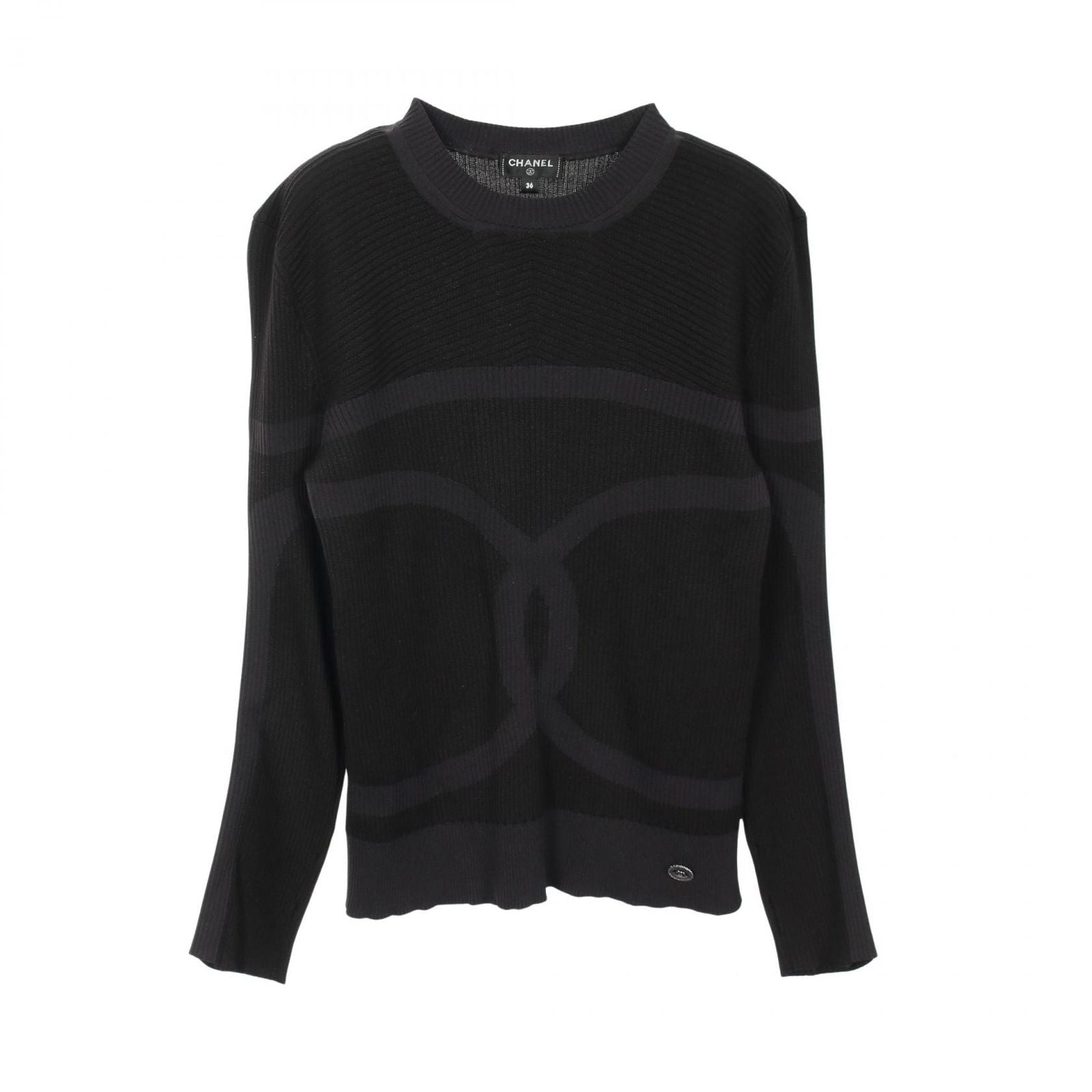 Chanel Knit CC Logo Black Silk Sweater
