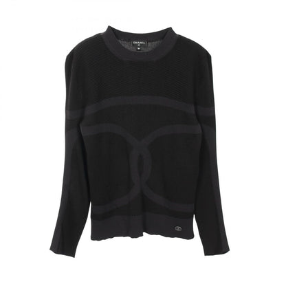 Chanel Knit CC Logo Black Silk Sweater