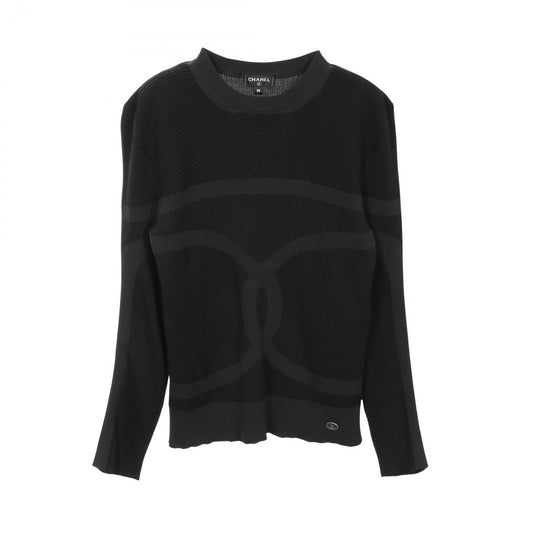 Chanel Knit CC Logo Black Silk Sweater