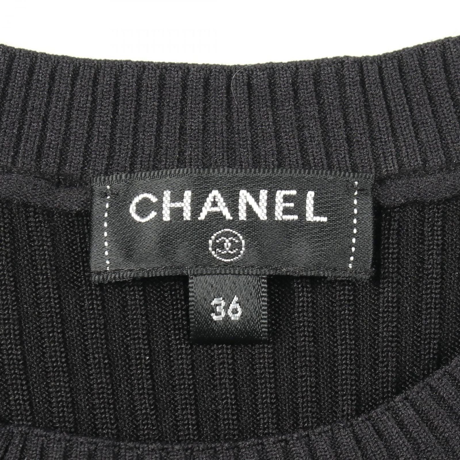 Chanel Knit CC Logo Black Silk Sweater — view 3