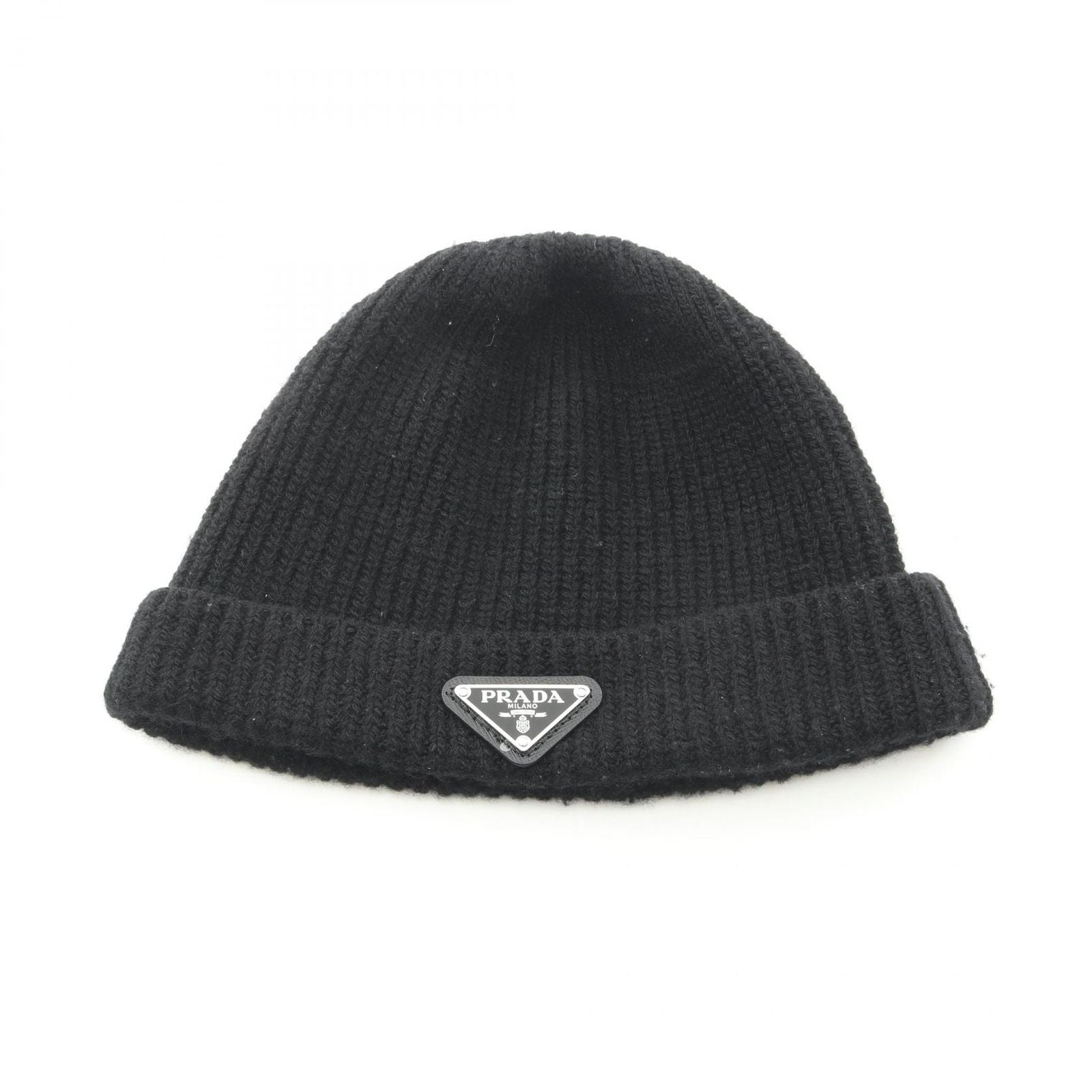Prada Knit Cap Triangle Plate Cap Wool