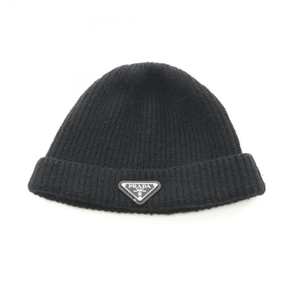 Prada Knit Cap Triangle Plate Cap Wool