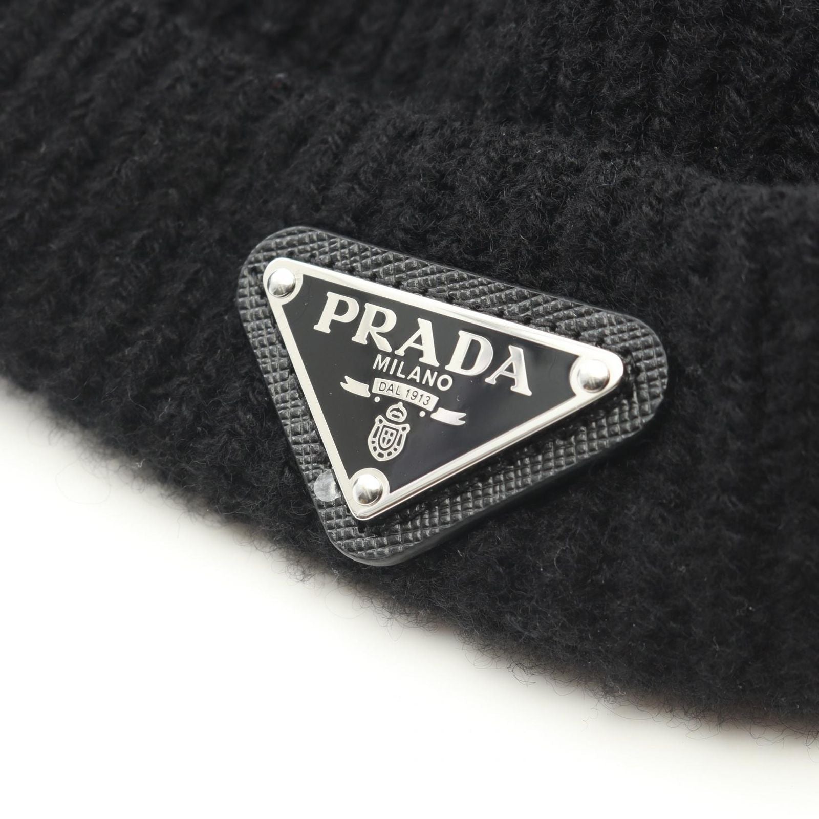 Prada Knit Cap Triangle Plate Cap Wool — view 9