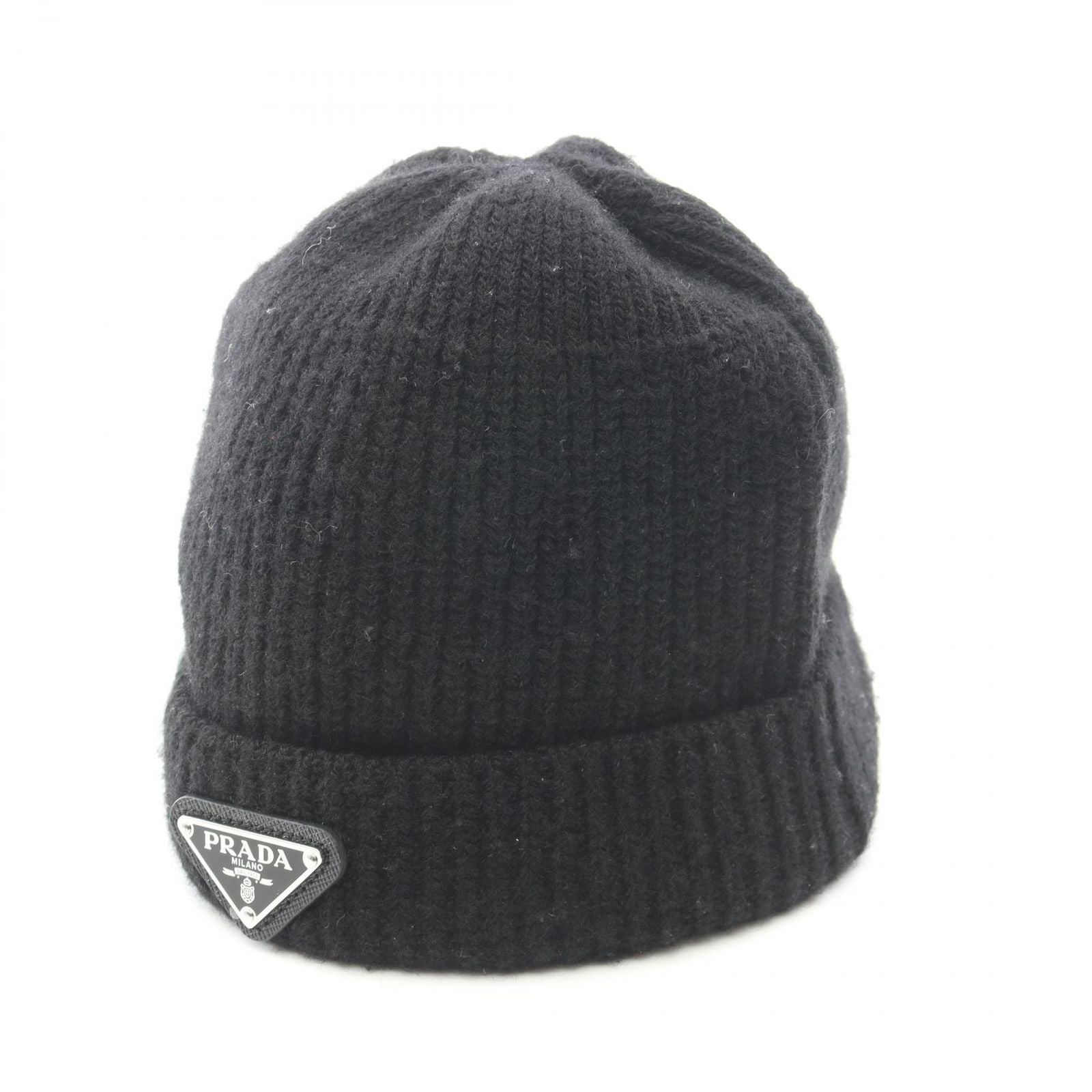 Prada Knit Cap Triangle Plate Cap Wool — view 7