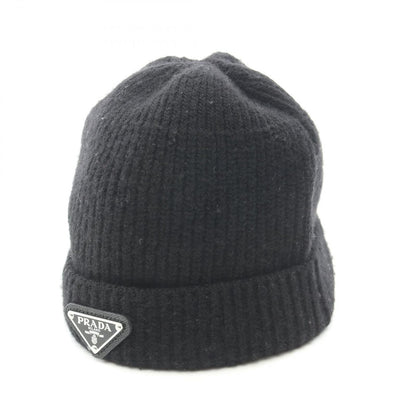 Prada Knit Cap Triangle Plate Cap Wool — view 7
