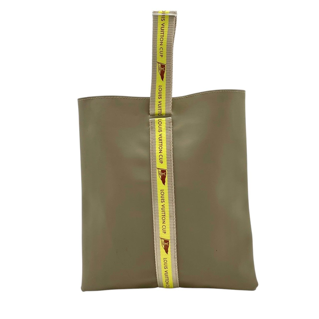 Louis Vuitton Pouch LV Cup Gray Yellow Polyurethane One Handle Mini Tote Logo — view 3