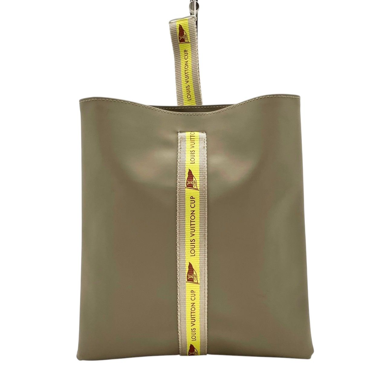 Louis Vuitton Pouch LV Cup Gray Yellow Polyurethane One Handle Mini Tote Logo — view 2
