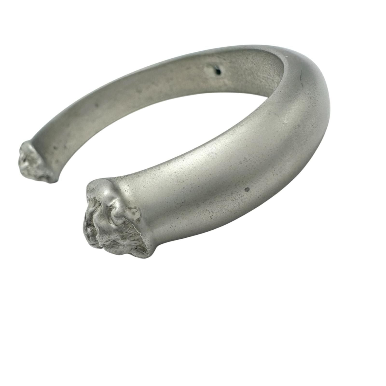 Chanel Lion Motif Silver Bangle Bracelet — view 8
