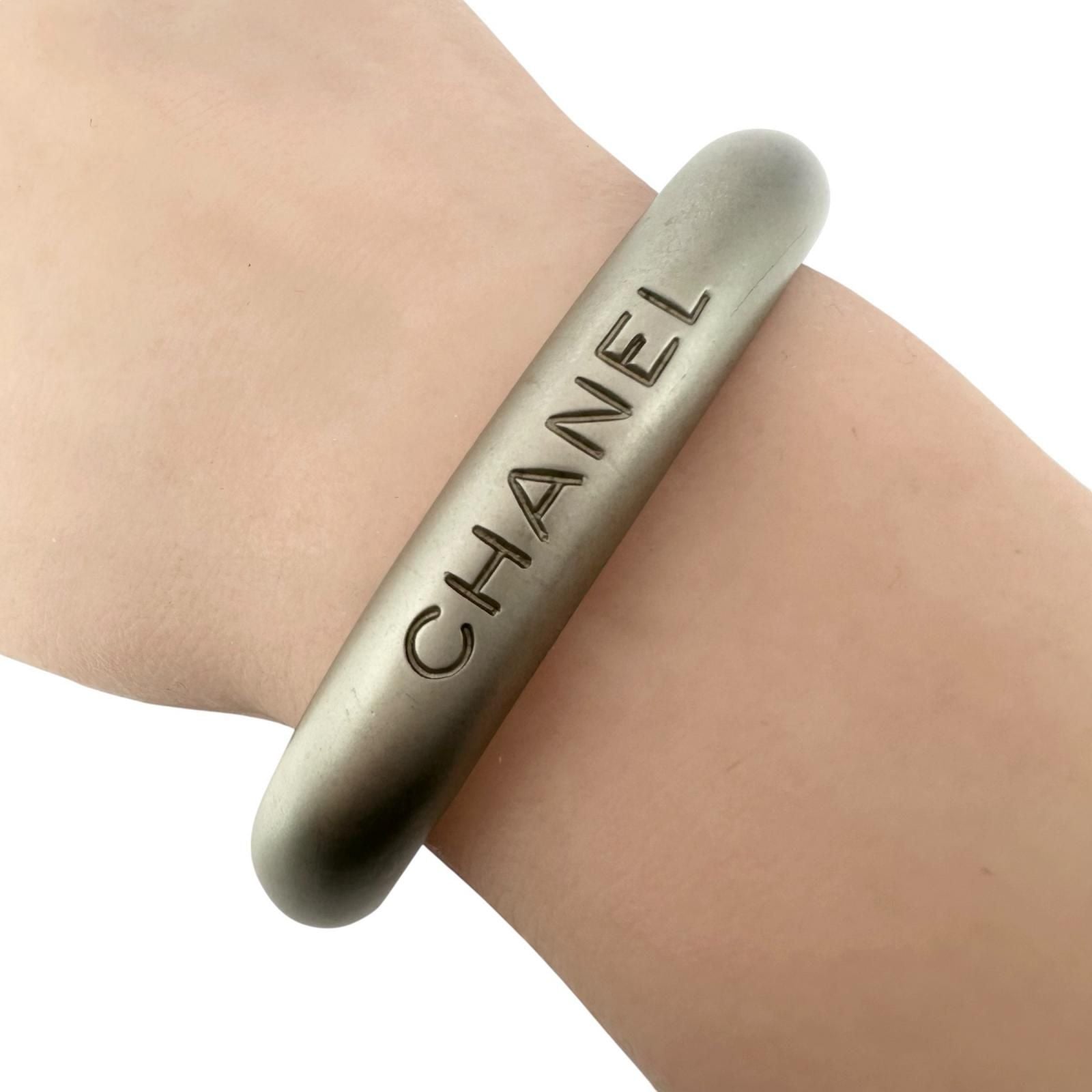 Chanel Lion Motif Silver Bangle Bracelet — view 3