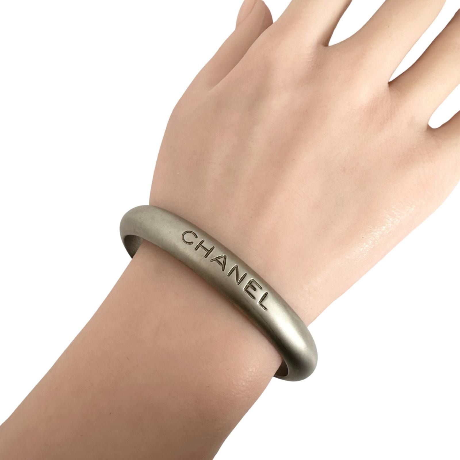 Chanel Lion Motif Silver Bangle Bracelet — view 4