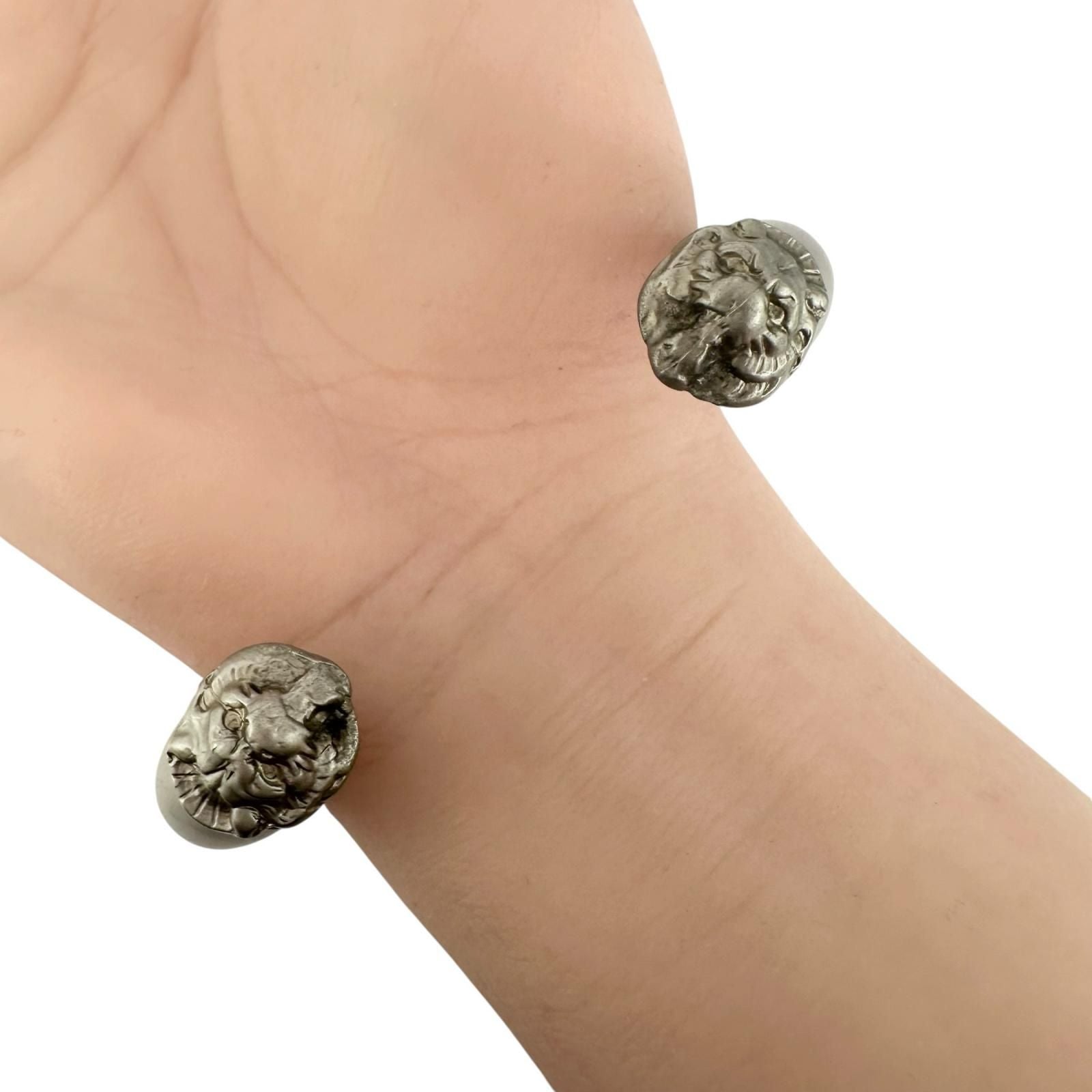 Chanel Lion Motif Silver Bangle Bracelet — view 5