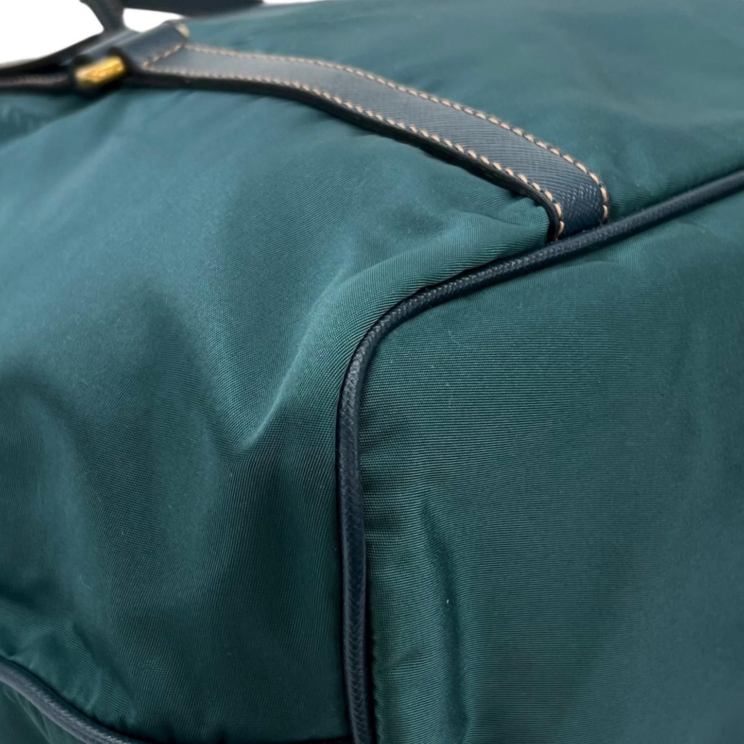 Prada Tessuto Saffiano Nylon Leather Green Tote Gold — view 6