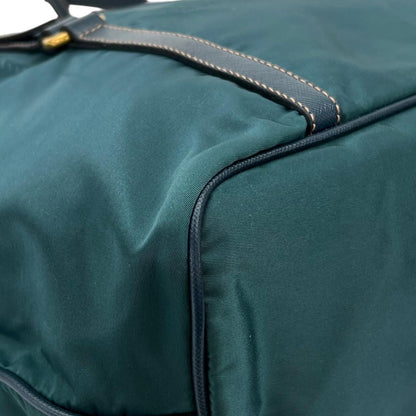 Prada Tessuto Saffiano Nylon Leather Green Tote Gold — view 6