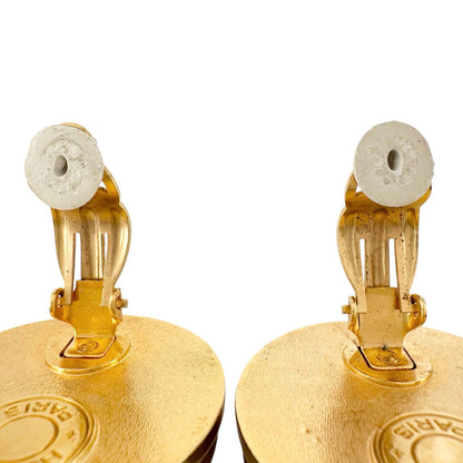Hermes Leather Metal Brown Earrings Gold — view 5