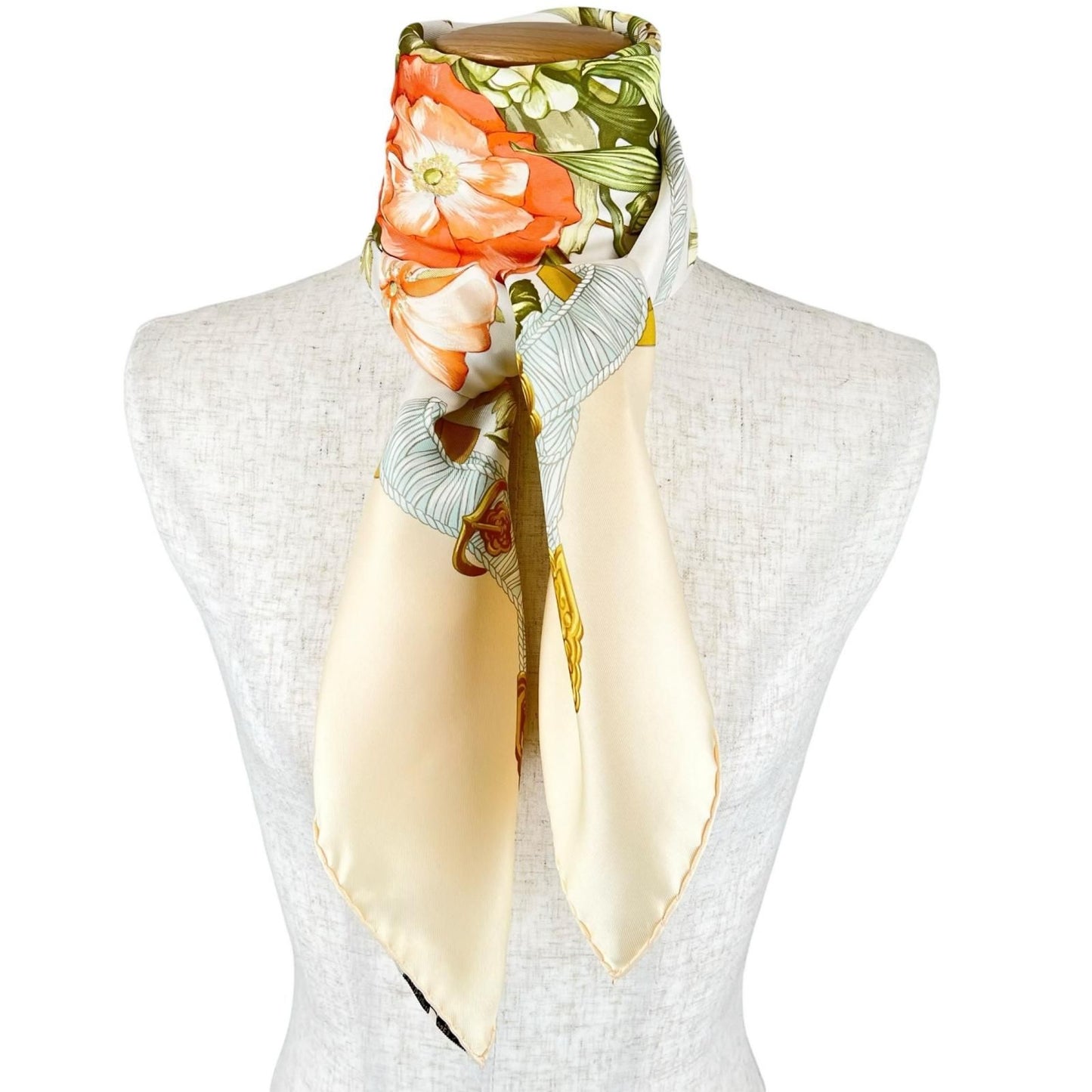 Hermes Carre 90 Silk Orange Brown Scarf — view 4