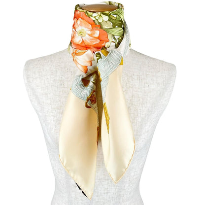 Hermes Carre 90 Silk Orange Brown Scarf — view 4