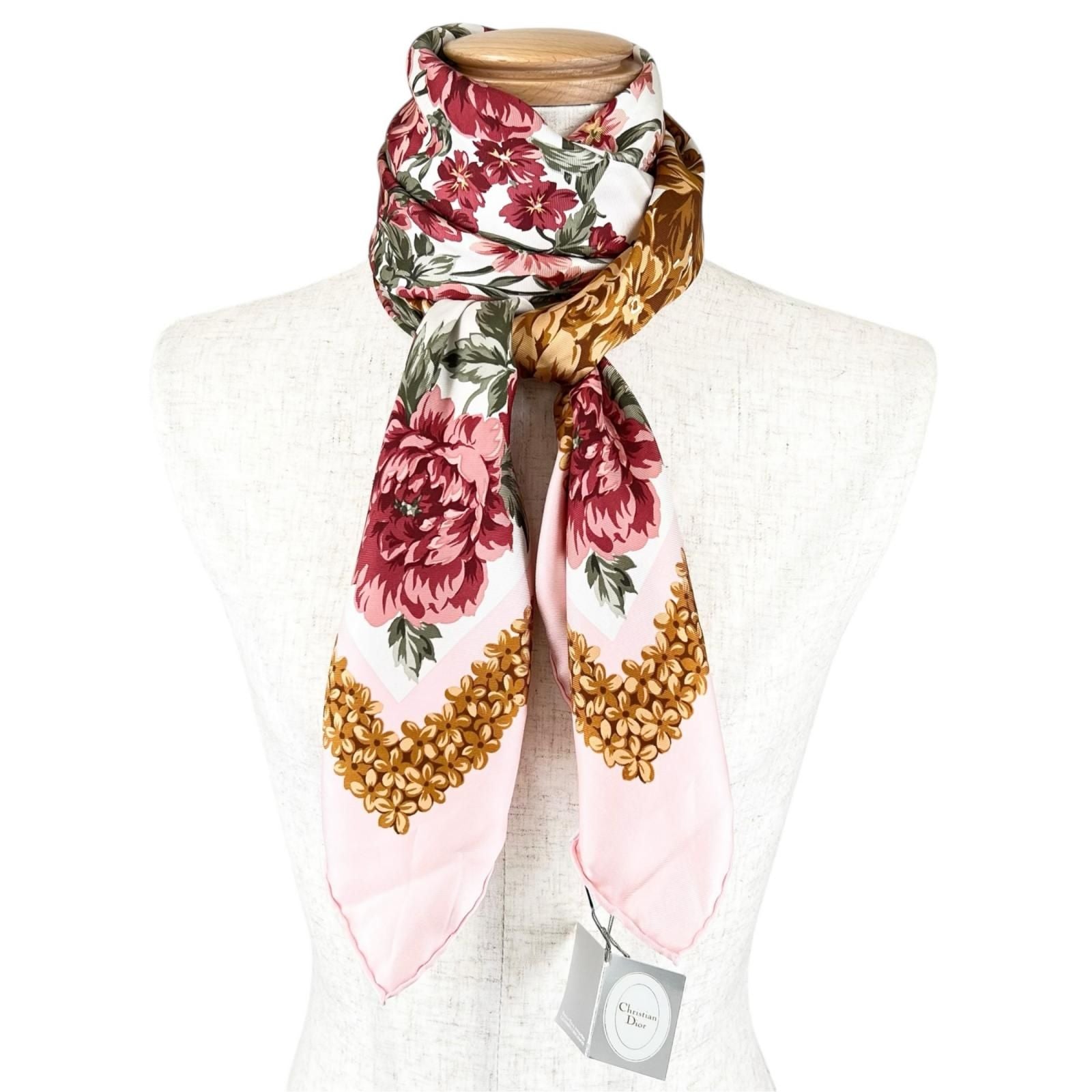 Dior Floral Silk Pink Scarf — view 4
