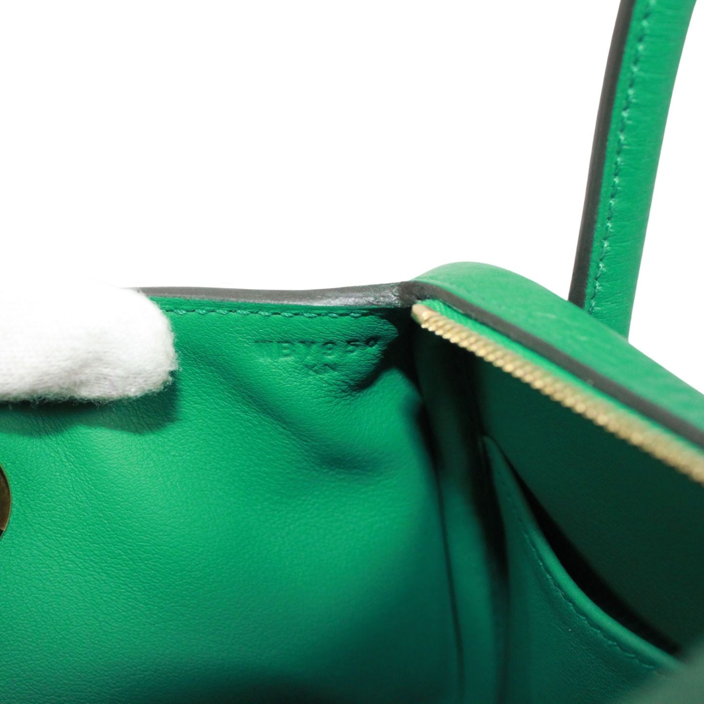 Hermes Mini Lindy 20 Taurillon Clemence Leather Green Shoulder Bag Gold — view 9