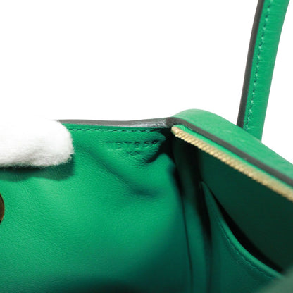 Hermes Mini Lindy 20 Taurillon Clemence Leather Green Shoulder Bag Gold — view 9