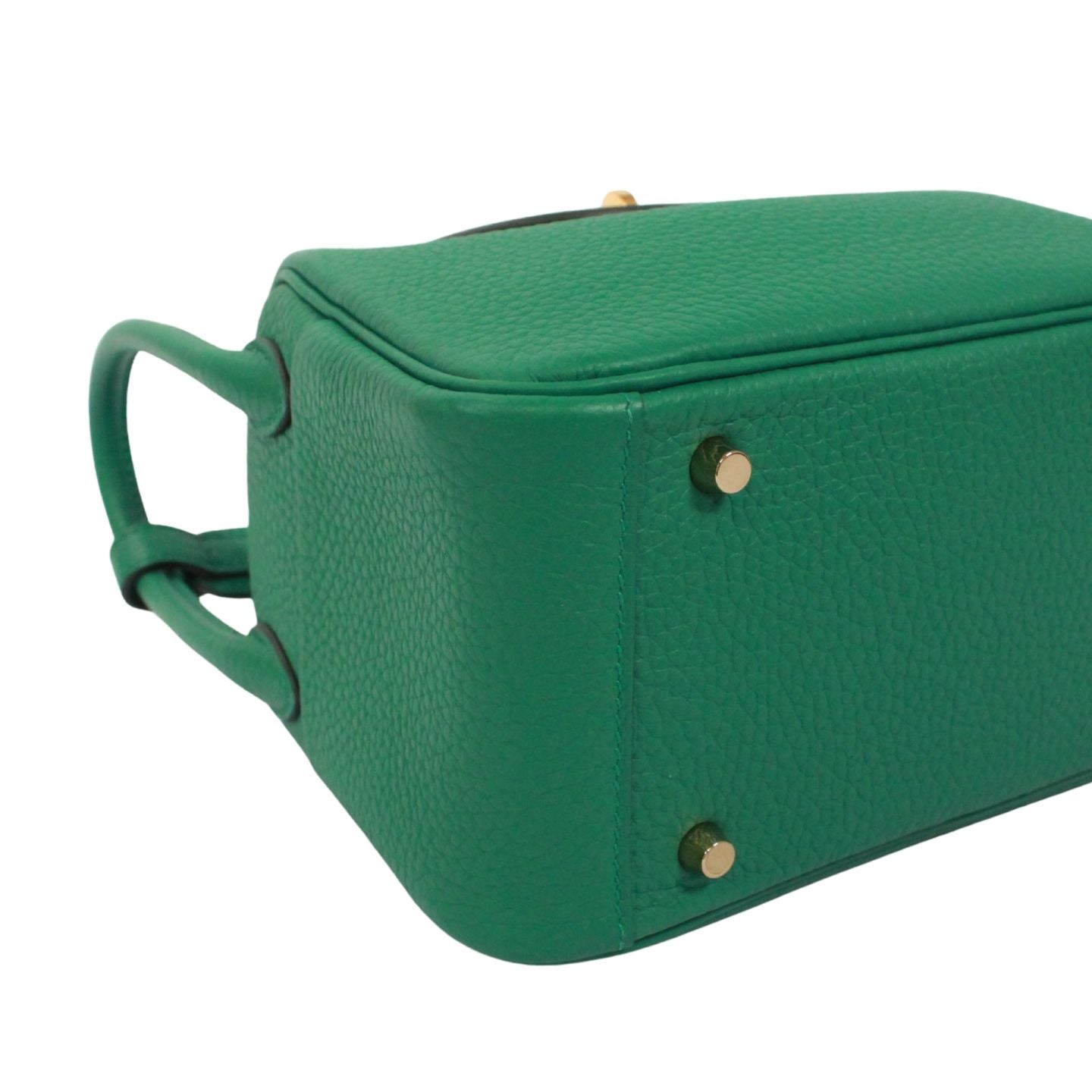 Hermes Mini Lindy 20 Taurillon Clemence Leather Green Shoulder Bag Gold — view 6