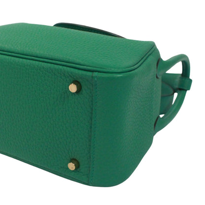 Hermes Mini Lindy 20 Taurillon Clemence Leather Green Shoulder Bag Gold — view 5