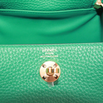 Hermes Mini Lindy 20 Taurillon Clemence Leather Green Shoulder Bag Gold — view 8