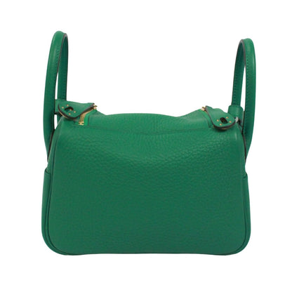 Hermes Mini Lindy 20 Taurillon Clemence Leather Green Shoulder Bag Gold — view 3