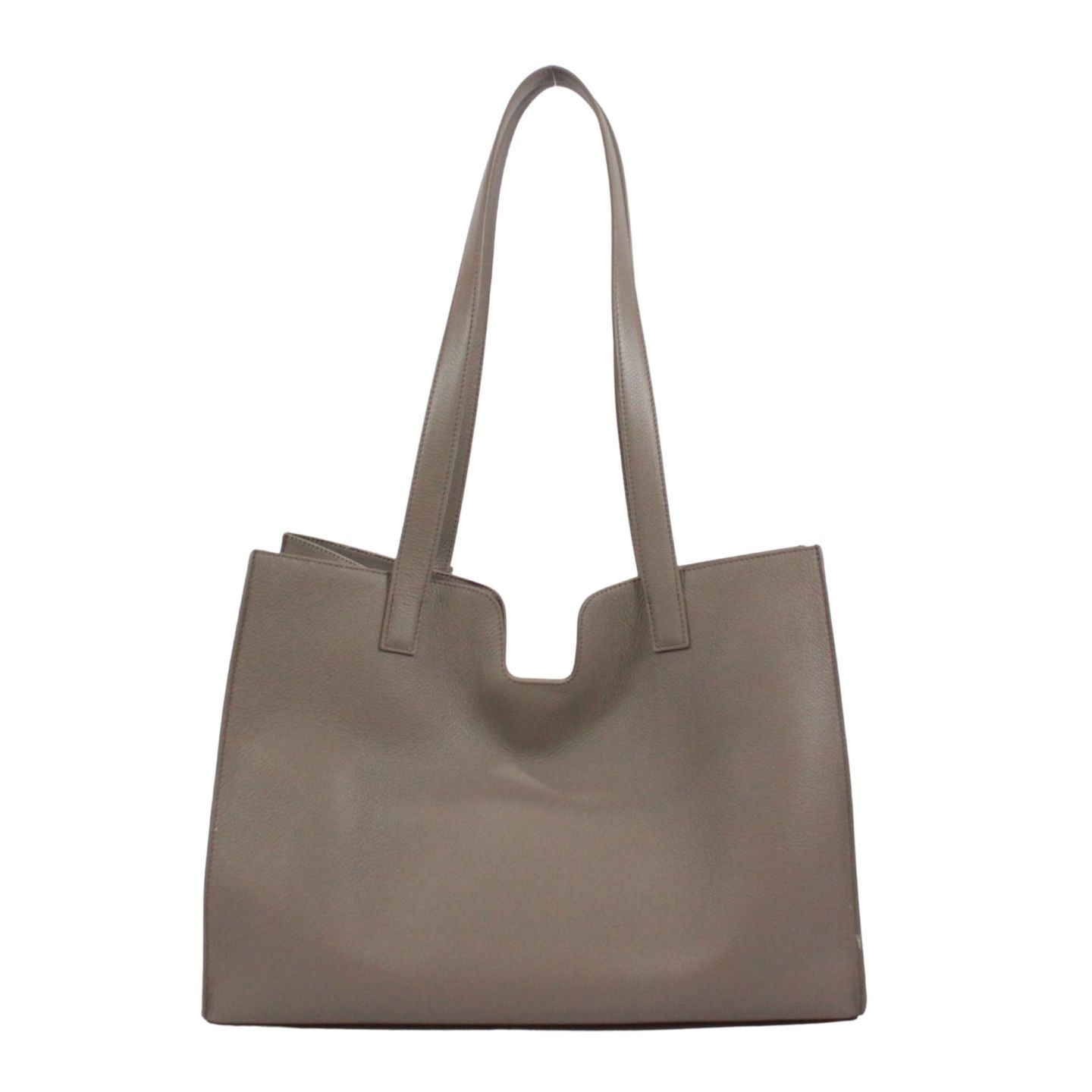 Celine Cabas 16 Leather Gray Beige Tote Gold — view 3