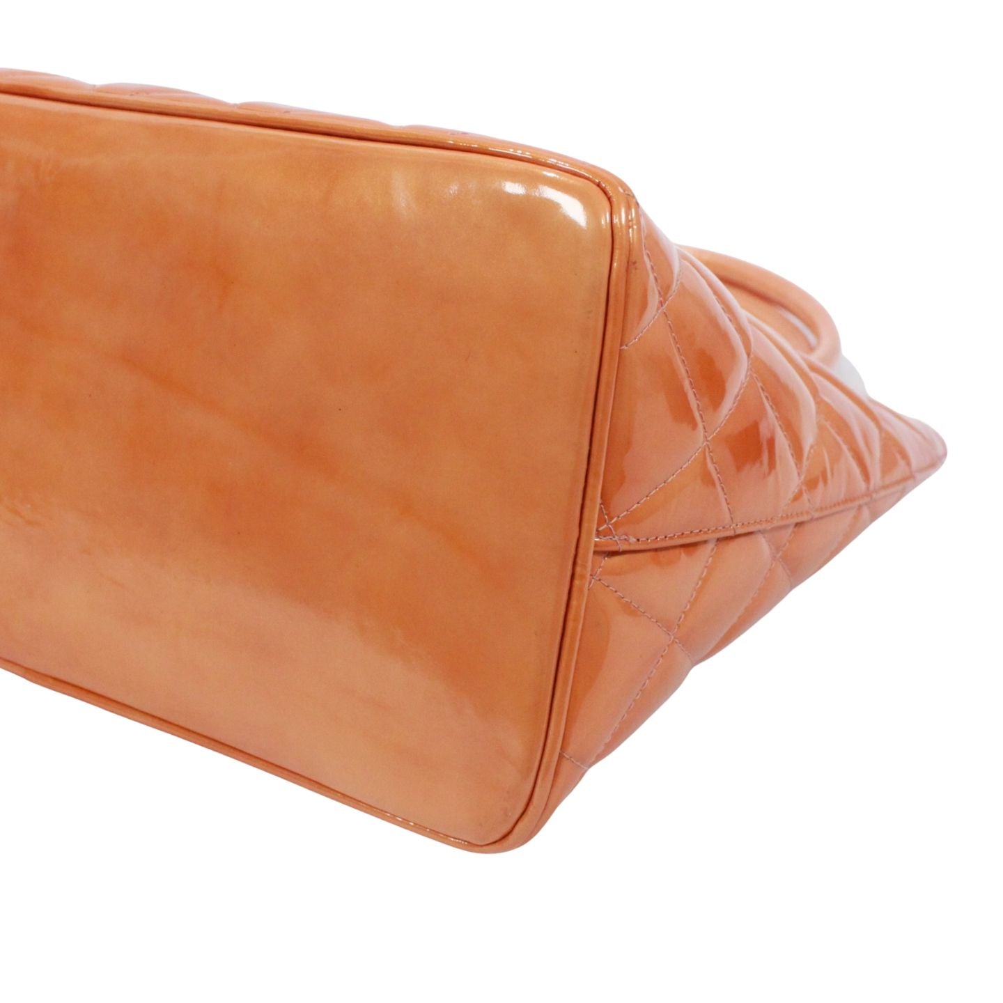 Chanel Medallion Tote Enamel Leather Orange Silver — view 5