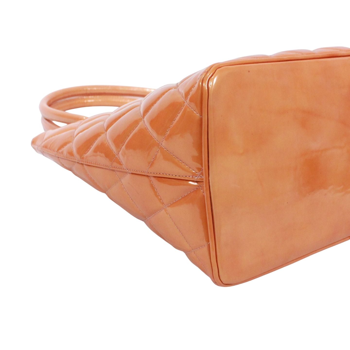 Chanel Medallion Tote Enamel Leather Orange Silver — view 6